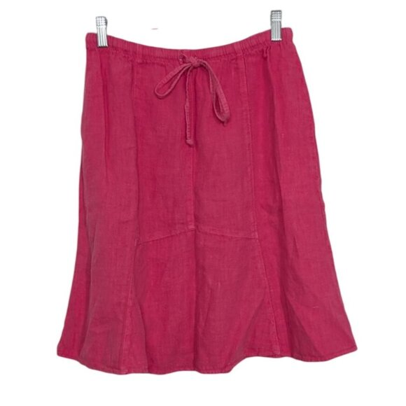 Match Point Linen Skirt Womens Size Small Pink Elastic Waist Drawstring A Line - Picture 1 of 7